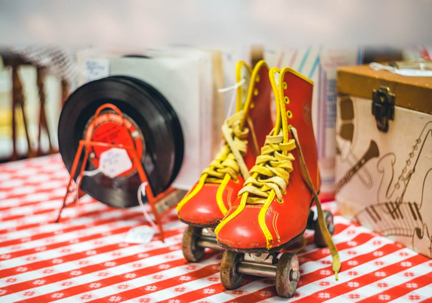 Vintage 45s and Rollerskates