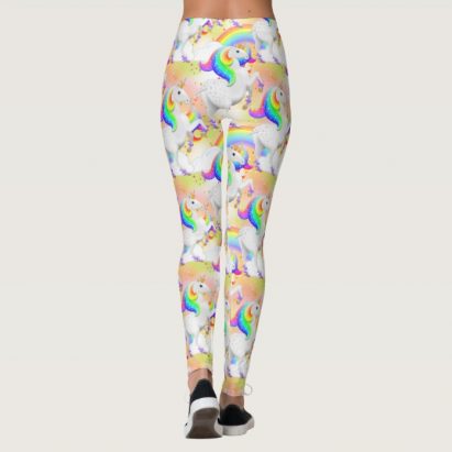 Alternative view of Clouds and Rainbow Unicorn Leggings