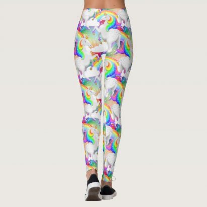 Alternative view of Clouds and Rainbow Starburst Unicorn Leggings