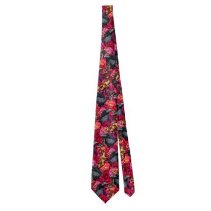 Alternative view of Raven Evermore Gothic Death Head Ravens Roses Mens Tie