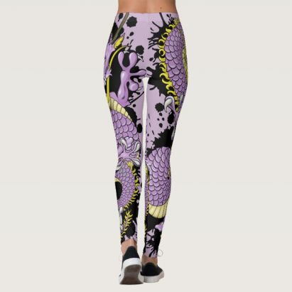 Alternative view of Lilac and Yellow Splash Dragon Tattoo Leggings