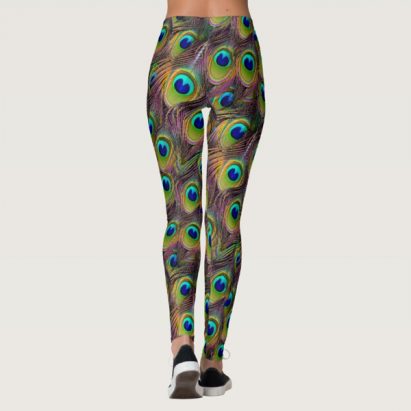 Alternative view of Colourful Peacock Feathers Blue and Green Leggings