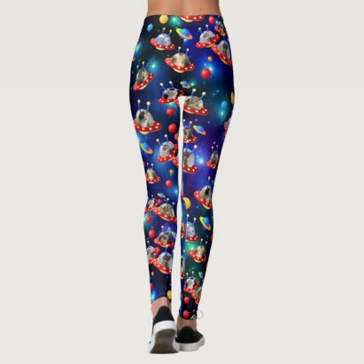 Alternative view of Cosmic Kittens in Alien Spaceship UFO Sci-fi Scene Leggings