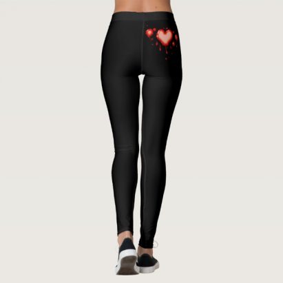 Alternative view of Nu Goth Gothic Red on Black Love Dracula Vampire Leggings