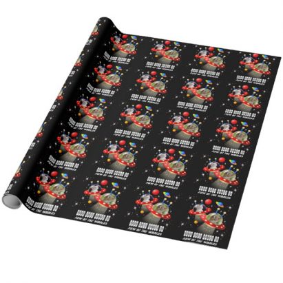 Alternative view of Your 2 Cats in a UFO Sci Fi Scene Wrapping Paper