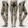 Sepia Mechanical Android Futuristic Robot Leggings