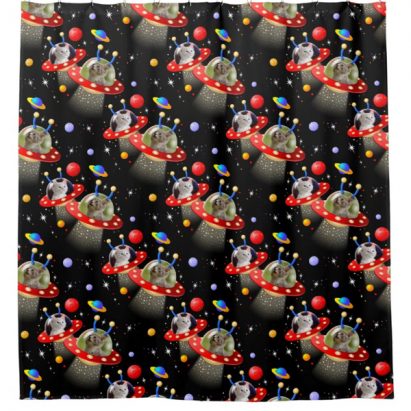 Alternative view of Cats and Kittens in UFOs, Flying Saucers Shower Curtain