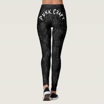 Alternative view of Punk Rock Witchcraft Black Pentagram Safety Pins Leggings