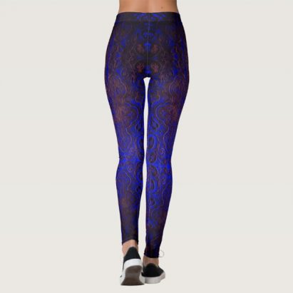 Alternative view of Electric Blue and Black Romantic Weathered Gothic Crosses Leggings