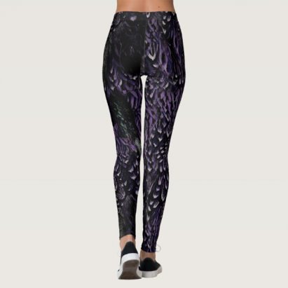 Alternative view of Darkest Gothic Purple and Black Feather Leggings