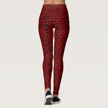 Alternative view of Throwback 80s Punk Rock Red Leopard Print Leggings