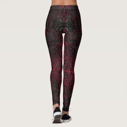 Alternative view of Ruby Red Romantic Weathered Gothic Crosses Pattern Leggings