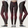 Ruby Red Romantic Weathered Gothic Crosses Pattern Leggings