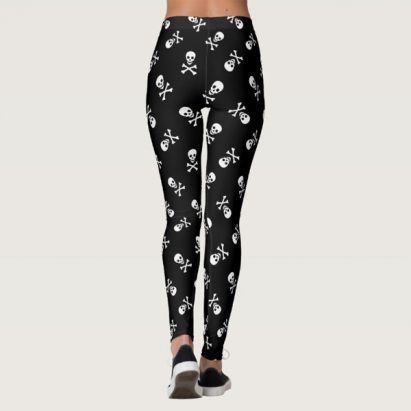 Alternative view of Rockabilly Gothabilly Pirate Skull and Crossbones Leggings | Festival Wear