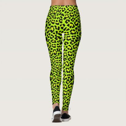 Alternative view of Throwback 80s Lime Green Punk Leopard Print Leggings