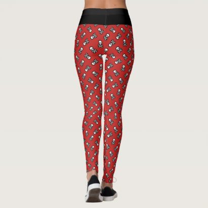 Alternative view of Red Pirate Jolly Roger Skull and Crossbones Leggings