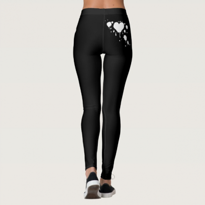 Alternative view of Nu Goth Gothic White on Black Witch Bleeding Love Heart Leggings
