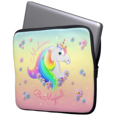 Alternative view of Fabulous Be Magical Rainbow Unicorn Laptop Sleeve