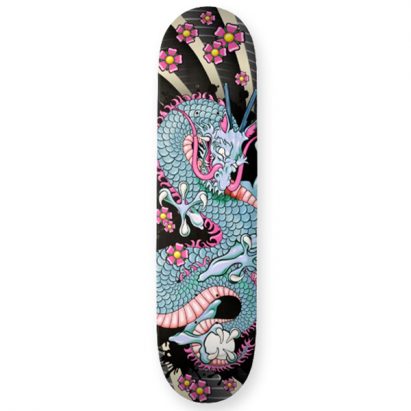 Alternative view of Peach Melba Dragon Tattoo Skateboard Deck