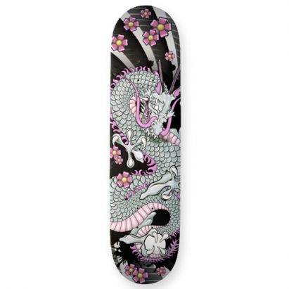 Alternative view of Grey Dragon Tattoo Art Skateboard Deck