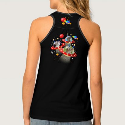 Alternative view of Put Your 3 Cats in Alien Spaceship UFO Sci Fi Film Tank Top