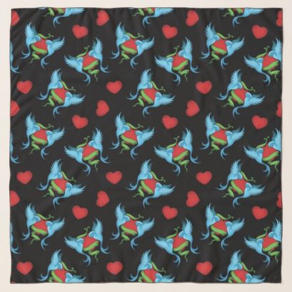 Bluebirds Swallows Rockabilly Tattoo Design Scarf