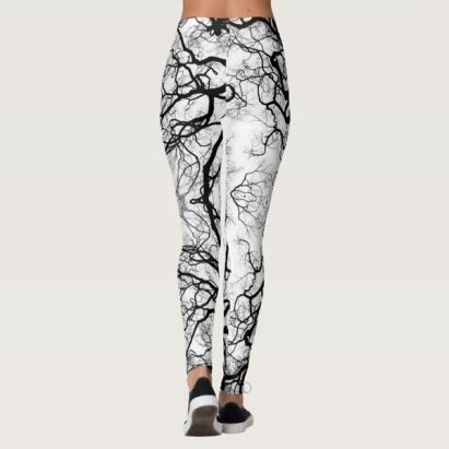 Alternative view of Black on White Witchy Gothic Tree Silhouette Leggings