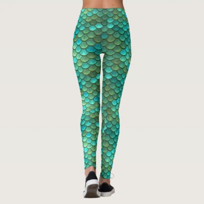 Alternative view of Turquoise Cosplay Mermaid Scales Leggings