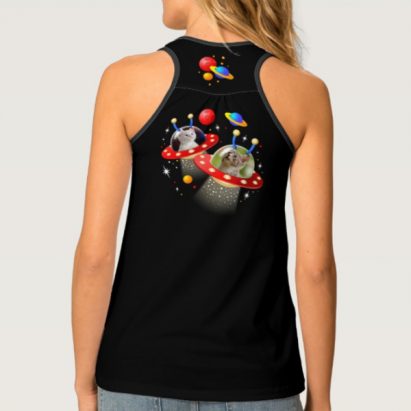 Alternative view of Put Your 2 Cats in Alien Spaceship UFO Sci Fi Film Tank Top