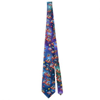 Alternative view of Cosmic Kittens in Alien Spaceship UFO Sci-fi Scene Mens Tie