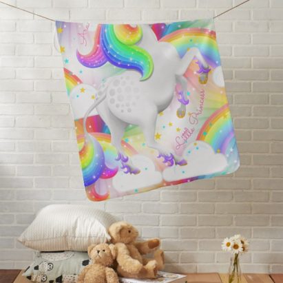 Alternative view of Unicorn Princess Sweet Dreams Rainbow Baby Blanket