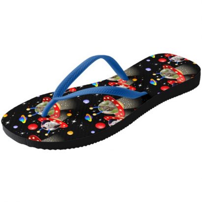 Alternative view of Cats Kittens in Alien Spaceships UFOs Sci Fi Print Flip Flops