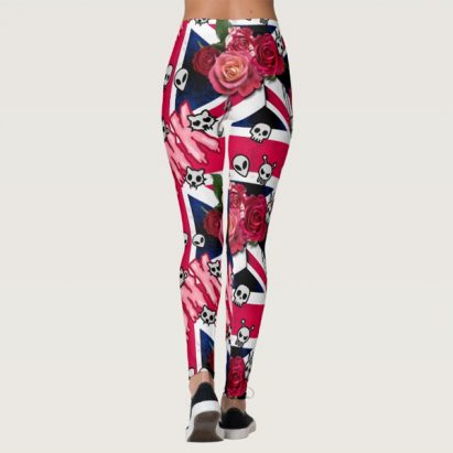 Alternative view of Pink Punk Grunge Union Jack with Emojis and Roses Leggings
