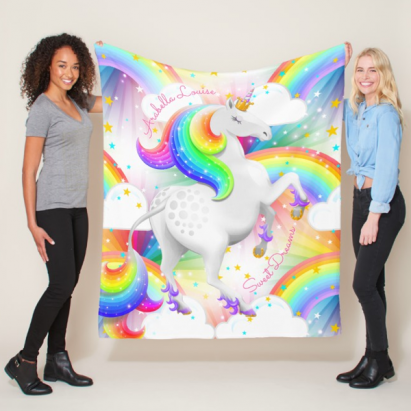 Alternative view of Magical Unicorn Princess Starburst Rainbow Fleece Blanket