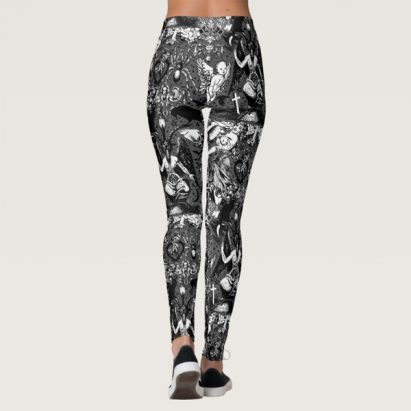 Alternative view of Grey Black Witchy Gothic Victorian Goth Baphomet Leggings