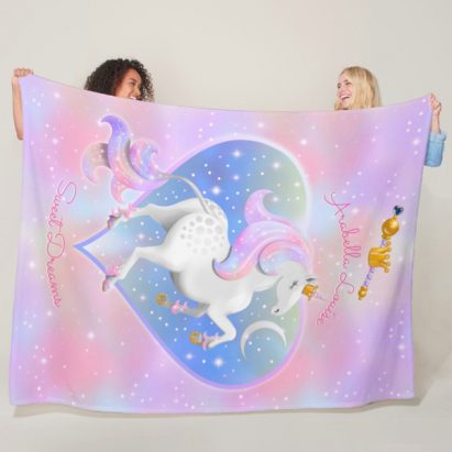 Alternative view of Sweet Dreams Pink Unicorn Princess Fleece Blanket