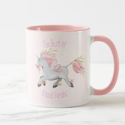 Alternative view of Personalised Best Friends Pink Fairy Flower Unicorn Coffee Mug