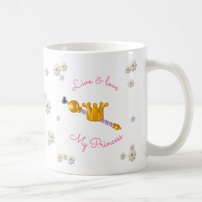 Alternative view of Personalised Regal Unicorn Princess Crown & Daisies Mug