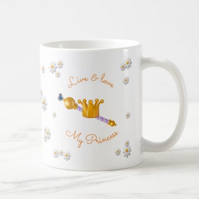 Alternative view of Personalised Orange Daisies Unicorn Princess Crown Mug