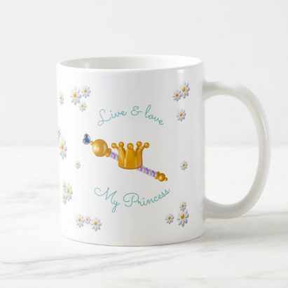 Alternative view of Personalised Turquoise Unicorn Crown with Daisies Mug