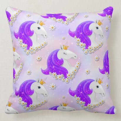 Alternative view of Be Magical Personalised Lilac Unicorn Flowers & Stars Cushion