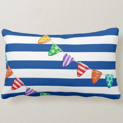 Alternative view of Personalised Blue Striped Mermaid Lumbar Cushion