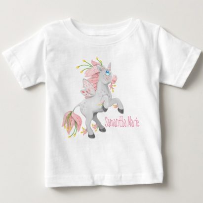 Alternative view of Pretty Rearing Flower Fairy Unicorn with Orchids Baby T-Shirt