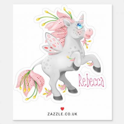 Alternative view of Personalised Funky Pink Fairy Flower Unicorn Sticker