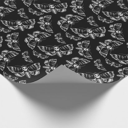 Alternative view of Black and Grey Deaths Head Hawk Moth Skull Gothic Wrapping Paper