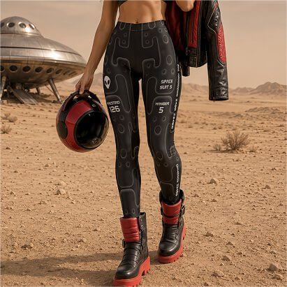 Black Astronaut Suit for Space Exploration Sci Fi Leggings