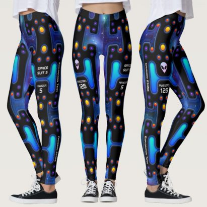 Alternative view of Personalised Cosmic Space Suit Robot Sci-Fi Leggings