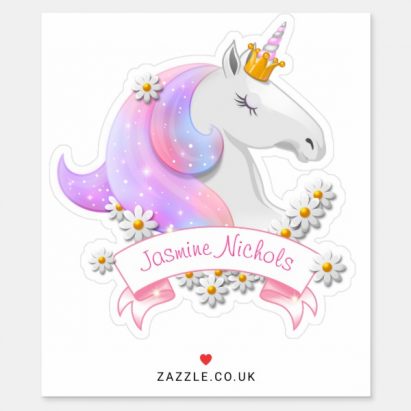Alternative view of Personalised Pretty Pink Unicorn Princess Sparkles Sticker
