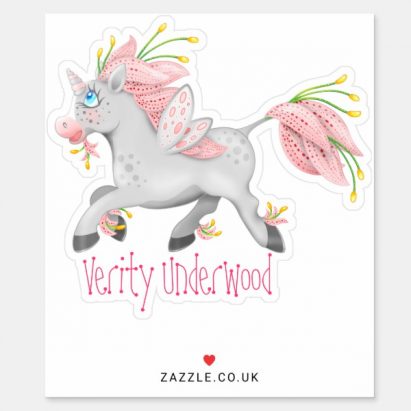 Alternative view of Personalised Running Pink Fairy Flower Unicorn Sticker