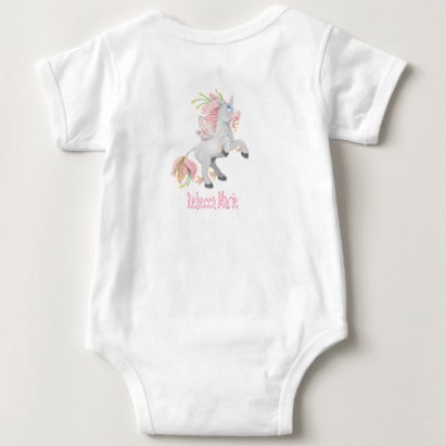 Alternative view of Personalised Pink Fairy Flower Unicorn Personalised Baby Bodysuit